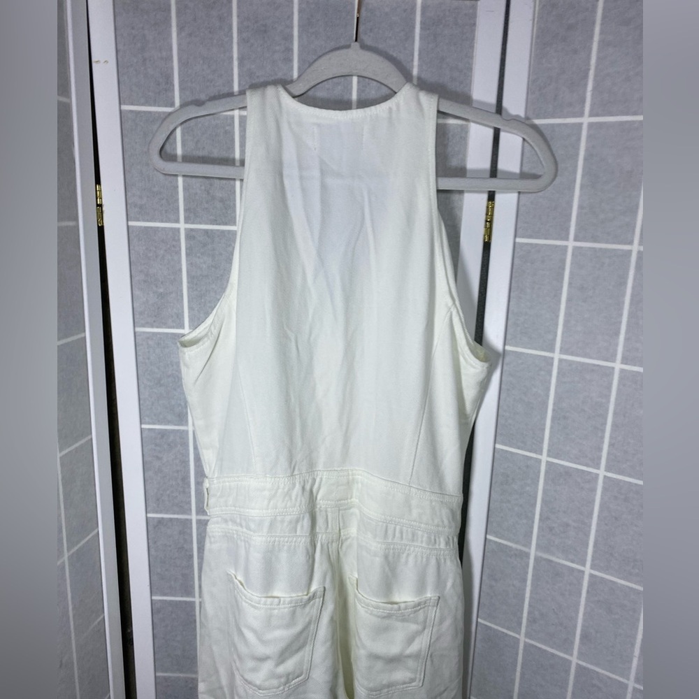 7 For All Mankind White Wide Leg Taloired Sleeveless Jumpsuit - Picture 8 of 9